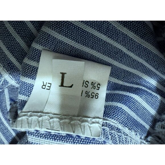 Womens Pinstripe Drawstring Waist Side Button Pull-On Pants Sz L Nautical NEW - Picture 7 of 7